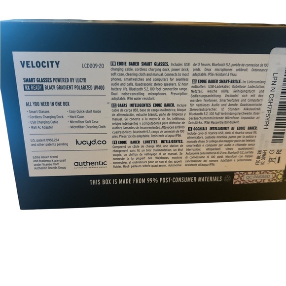 Eddie Bauer Smart Eyewear Velocity Bluetooth Sunglasses – Black Gradient - Picture 4 of 4